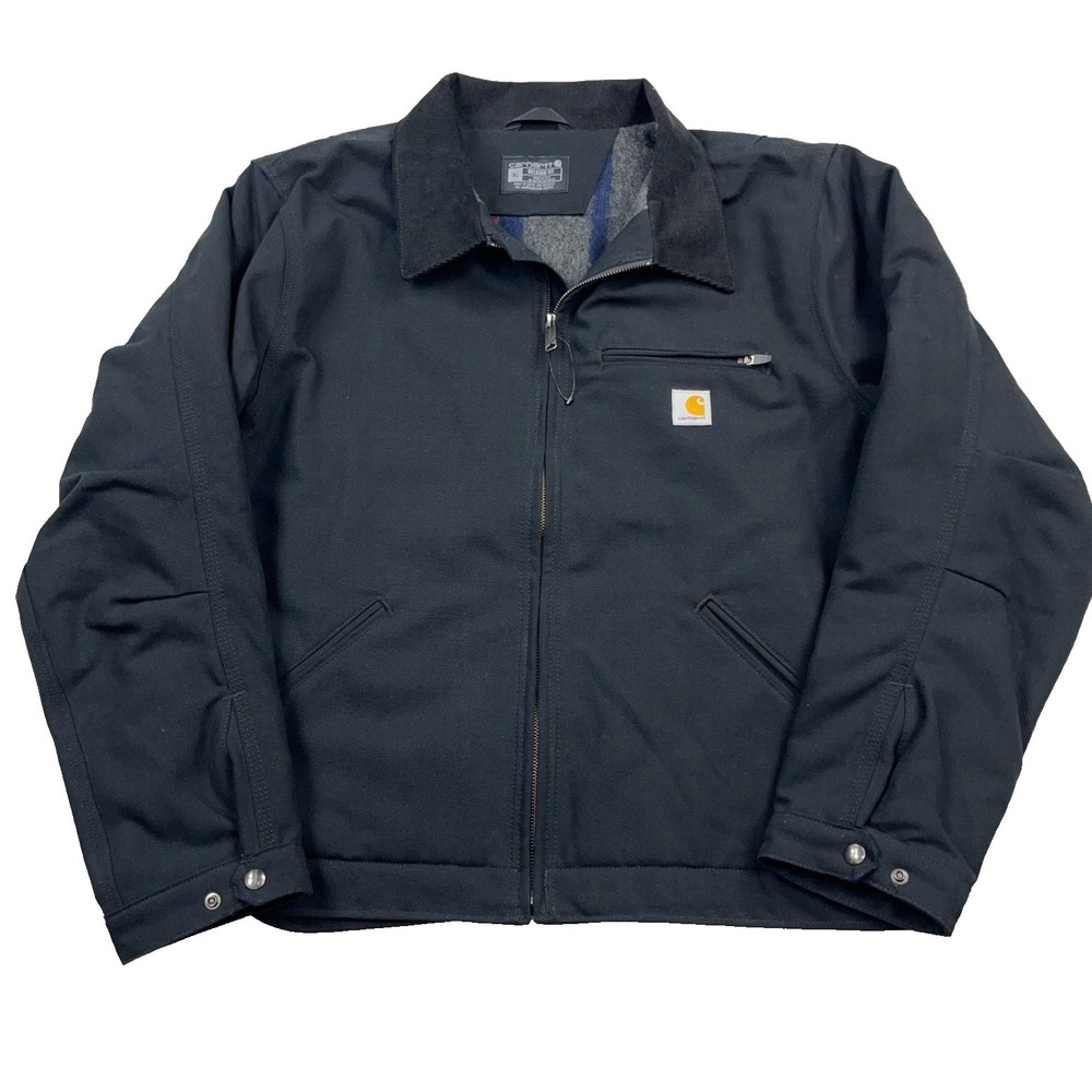 Carhartt Detroit Jacket Men XL Black Duck Relaxed Fit Blanket Lined Work Wear B2